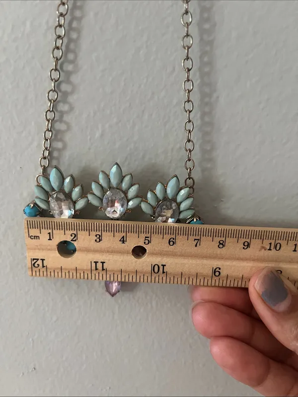 Silver-Tone Pink & Turquoise Floral Statement Necklace - Image 5