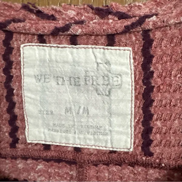 Free People We The Free Womens Pink Auntie Em Striped Thermal Top Size Medium - Image 2