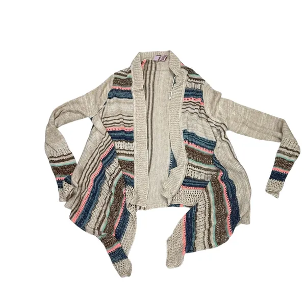 Love on a Hanger Striped Open Front Waterfall Cardigan Sweater Size Medium - Image 5