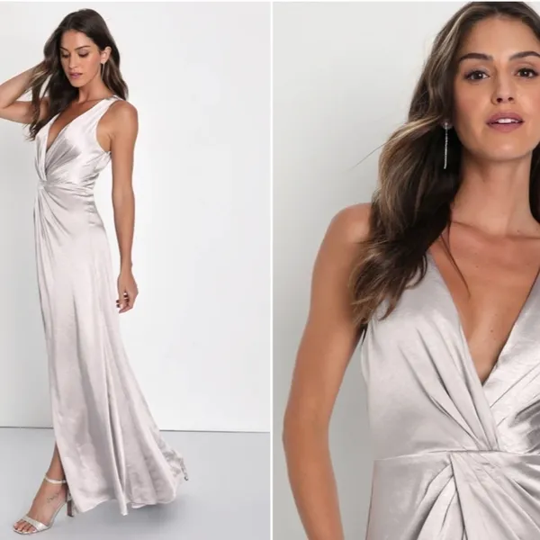 LULU's Prom Wedding Bridesmaid Mother of the Bride Satin Gown • Large NWOT - Image 2