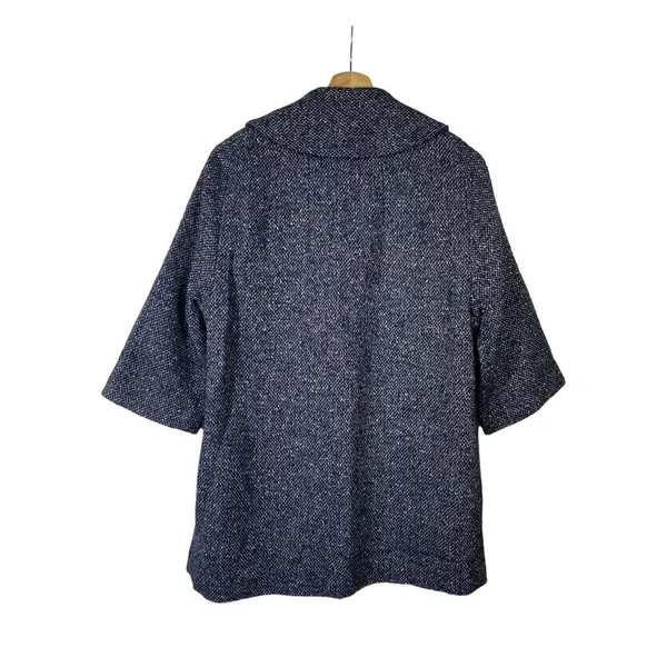 CAbi Women Blair Pea Coat Sz‎ XS Dark Blue Tweed Wool Blend Jacket Herringbone - Image 2