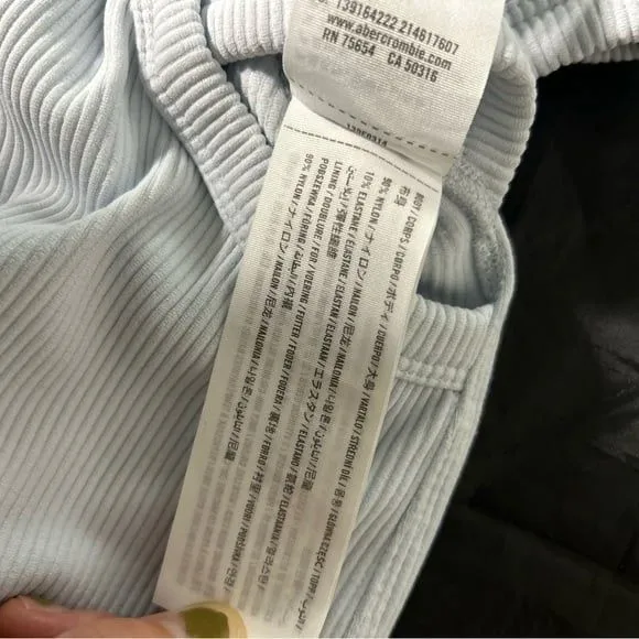 Abercrombie & Fitch Light Blue Bodysuit Asymmetrical Design Size L - Image 2
