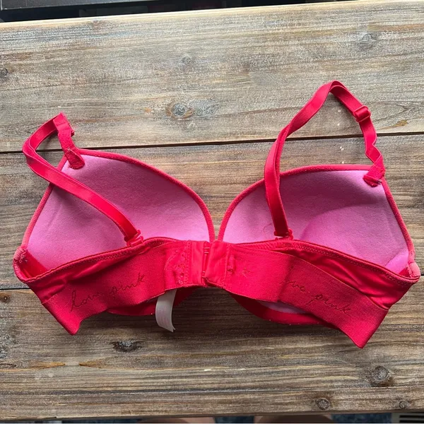 Victoria’s Secret PINK Red Wear Everywhere Super Push Up Bra Size 32C - Image 2