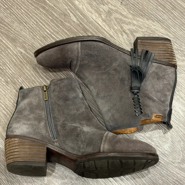 Pikolinos Baqueira Womens Ankle Boots‎ Gray Suede Tassel Booties 8.5 Fall Twee - Image 6