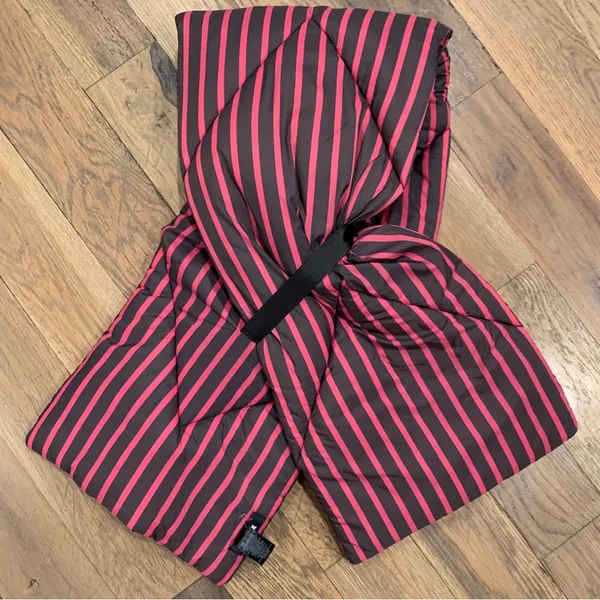 Anthropologie Maeve Striped Black Red Crossover Puffer Scarf OS NEW - Image 2