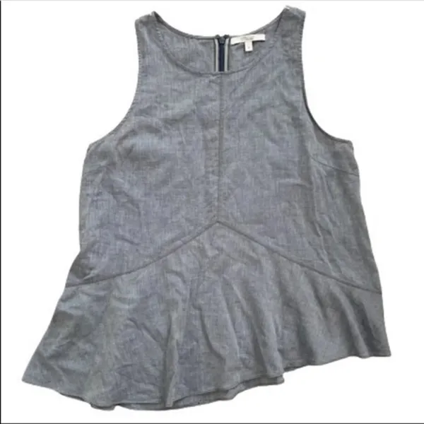 Derek Lam 10 Crosby Chambray Blue Sleeveless Asymmetrical Hem Tank Top 6 - Image 3