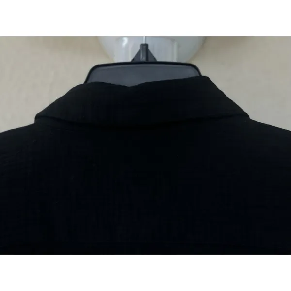 Free People Sunstreaks Tie Front Black Gauzy Cotton Top Button Front Large Beach - Image 6