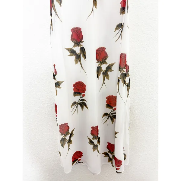 VRG Grl Rose Print White Midi Slip Dress Size 6 Romantic Wedding Feminine - Image 10