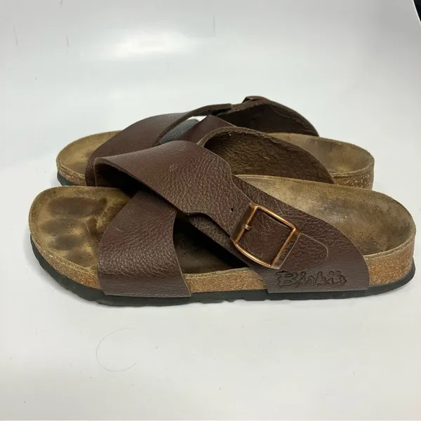 Birkenstock’s Birki’s brown criss cross slides sandals size 36 ladies‎ size 5 - Image 6