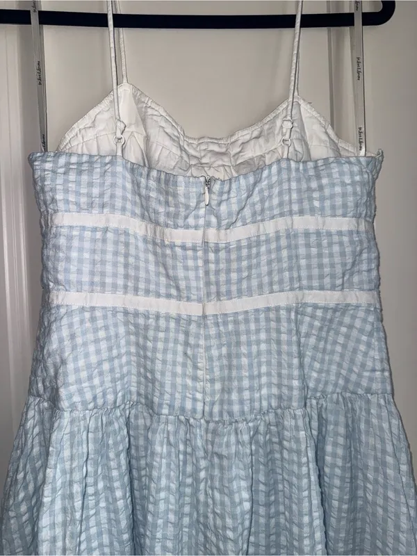 FOR LOVE and LEMONS georgia midi dress in blue gingham - Image 7