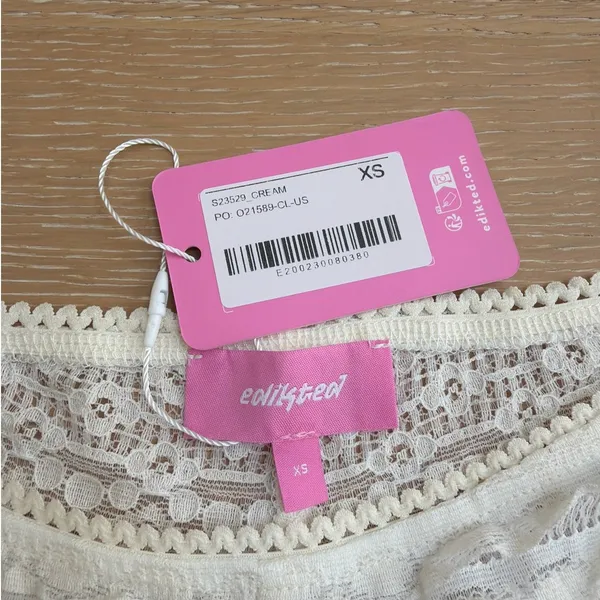 Edikted One Shoulder Top & Micro Shorts Set Yalena Size XS Cream - Image 4