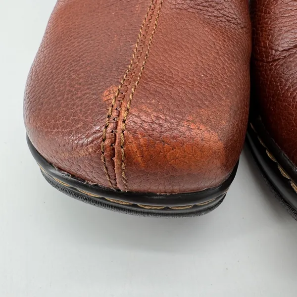 b.o.c. Born Concept Leather Clogs 7 Brown Wedge Mules Earthy‎ Granola Lagenlook - Image 3