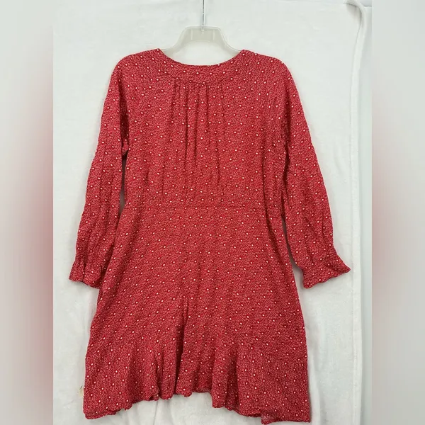 Maeve Coral Long-Sleeve V-Neck Ruffle-Cuff Dress 672 - Image 7