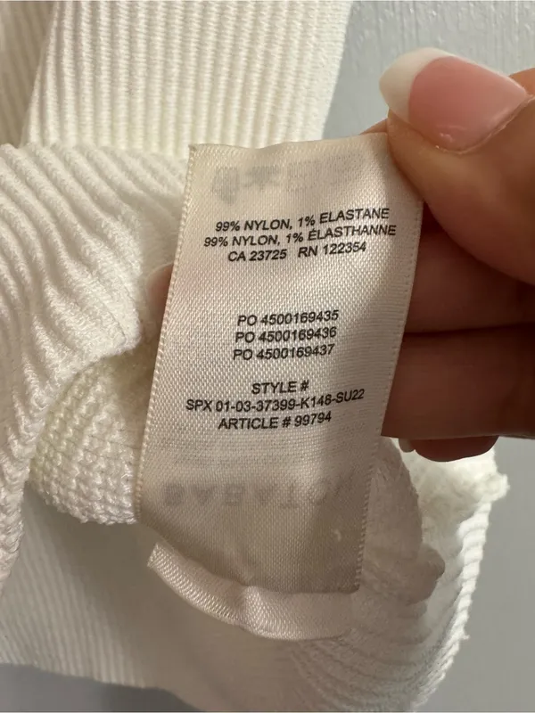 Aritzia Babaton Sculpt Ribbed One Shoulder Crop Tank Top in White Size Medium - Image 5