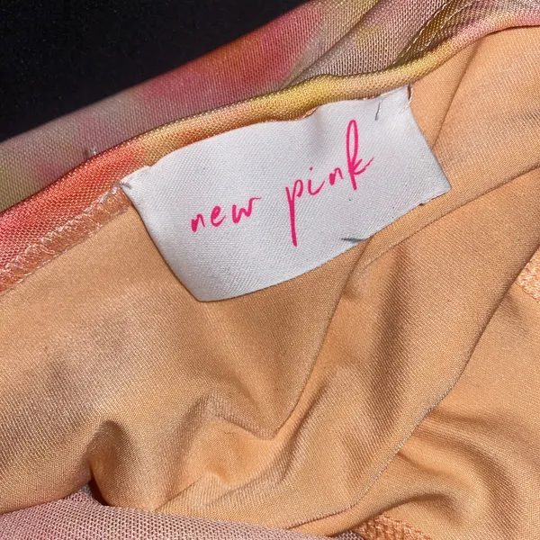New Pink Vintage Y2k Pink Orange Tie Dye Mesh Lined Mini Skirt Size Medium - Image 5