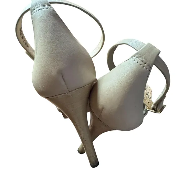 Tory Burch Shoes‎ Womens Size 8.5 Beige Leather Cutout Ankle Strap Sandals Heels - Image 10