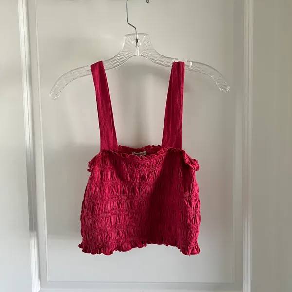 American Eagle Ruched Pink Crop Top - Image 4