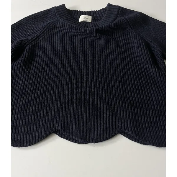 Aritzia Wilfred Sardou 100% Merino Wool Cropped Navy Sweater Small - Image 3