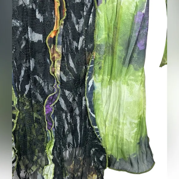 Alberto Makali Y2K Whimsigoth Sheer Moody‎ Witchy Sequin Asymmetric Top Medium - Image 7
