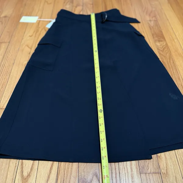 Wilfred Aritzia NEW Hana Crepe high-rise cargo wrap midi Black Skirt Size‎ 2XS - Image 6
