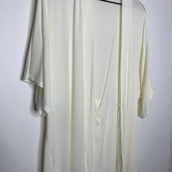 Eberjey Rosalia Tencel Modal Ivory Robe Lace Tie Womens Small - Image 5