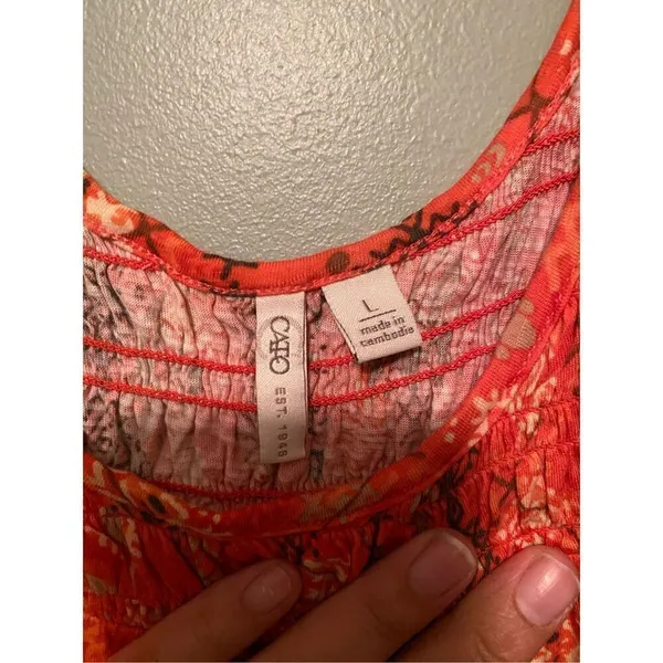 Cato Pink Brown Print Sleeveless Blouse With Strap Detail Size Large - Image 3