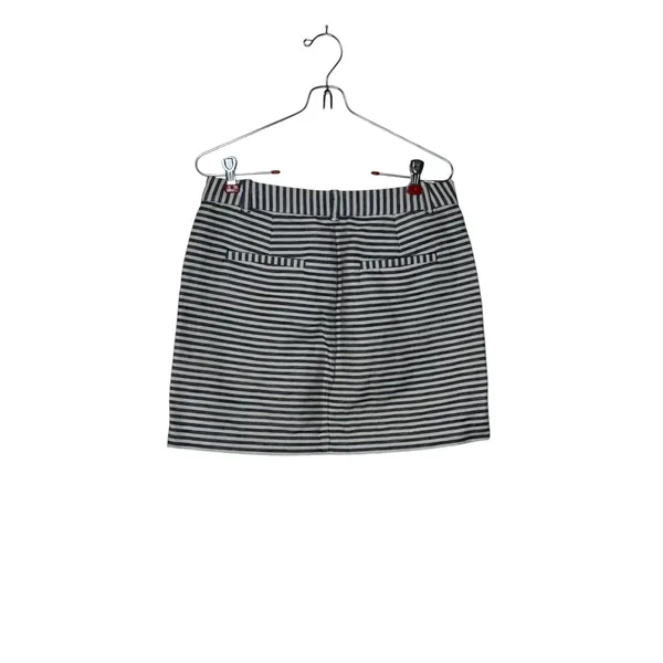 Madewell Women's Skirt Striped Straight Mini Pockets‎ Cotton Blue White Size 2 - Image 5