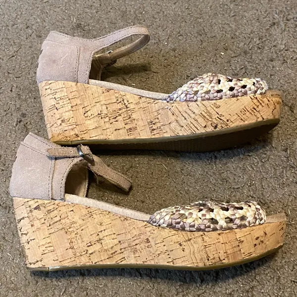 Womens Toms Stucco‎ Woven Platform Wedge Ankle Strap Sandals Size 7 - Image 2