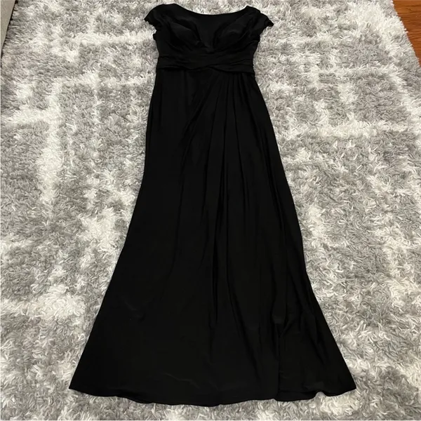 La Femme 28026 Black Twist Front Short Sleeve Dress Size 14 - Image 2