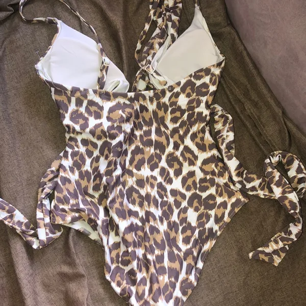 Aerie Leopard Print Cutout One Piece Swimsuit Small | Wrap Tie Waist - Image 5