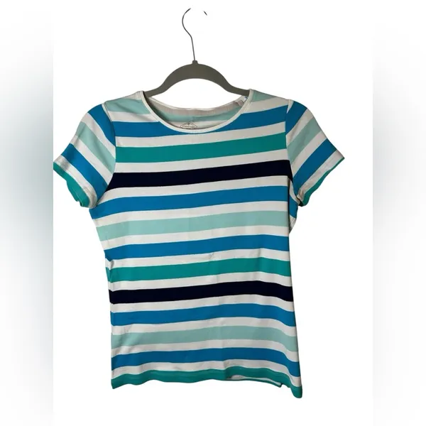 St. John’s Bay Women’s‎ Striped Short Sleeve T-Shirt Size Small 100% Cotton - Image 2