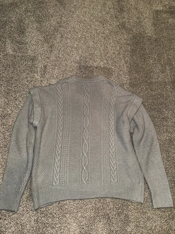 Elan Cable Knit Sweater Size XL Gray Crewneck Layered Look - Image 2