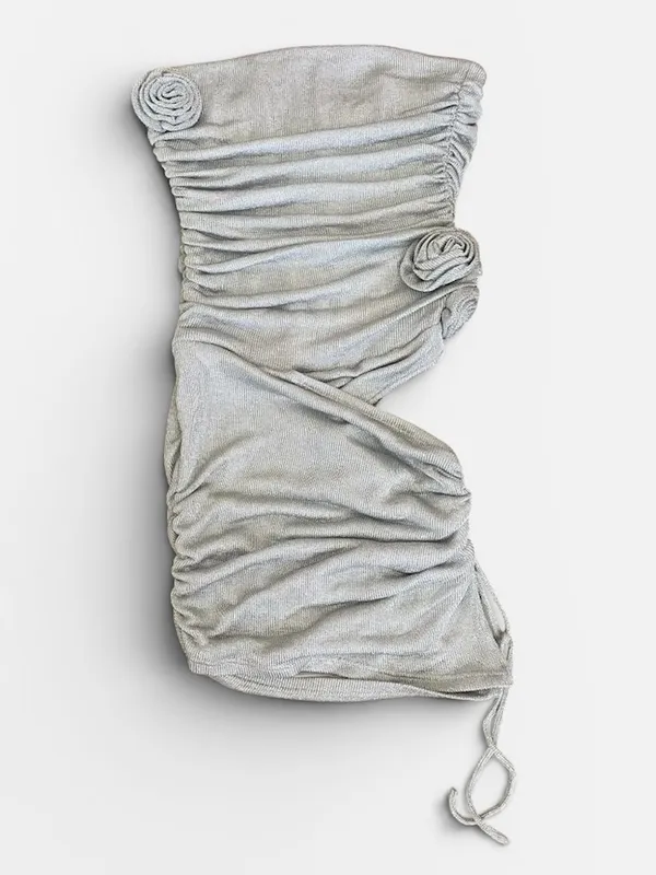 Outcast Labyrinth Strapless Silver Mini Dress in XL New - Image 6