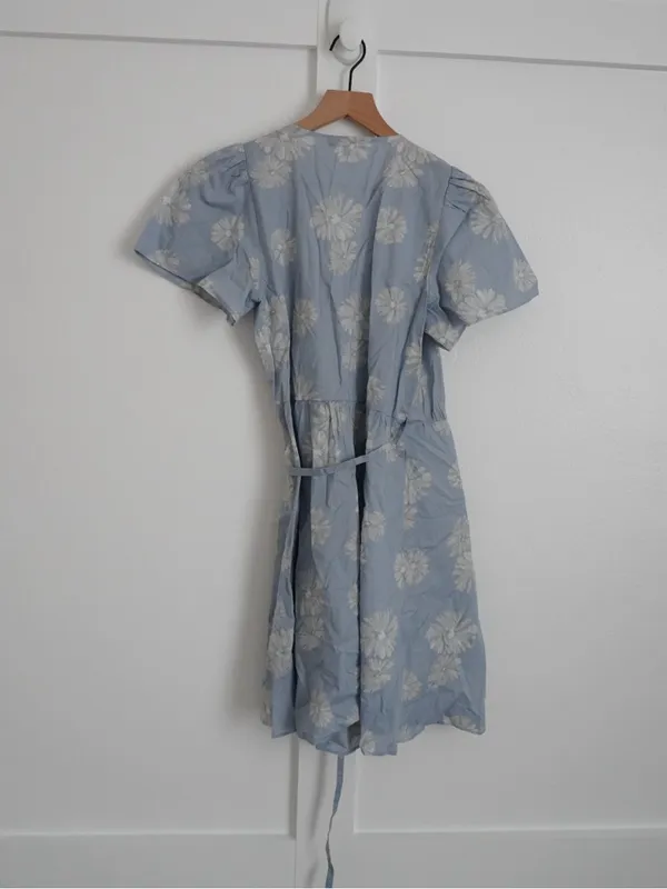 Madewell Blue Floral Wrap Mini Dress - Image 3
