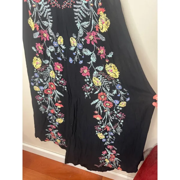 Free People Ashbury Maxi Slip Dress Sz‎ XS Black Floral - Image 6