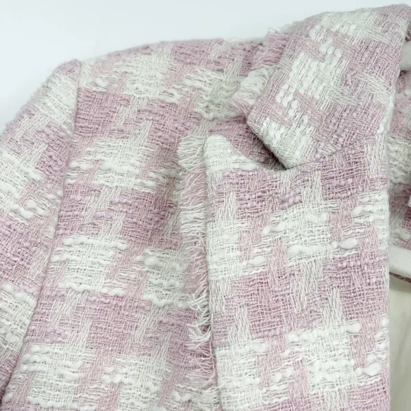 Steve Madden Womens Pink White Harlow Tweed Fringe Preppy Office Siren Blazer M - Image 3