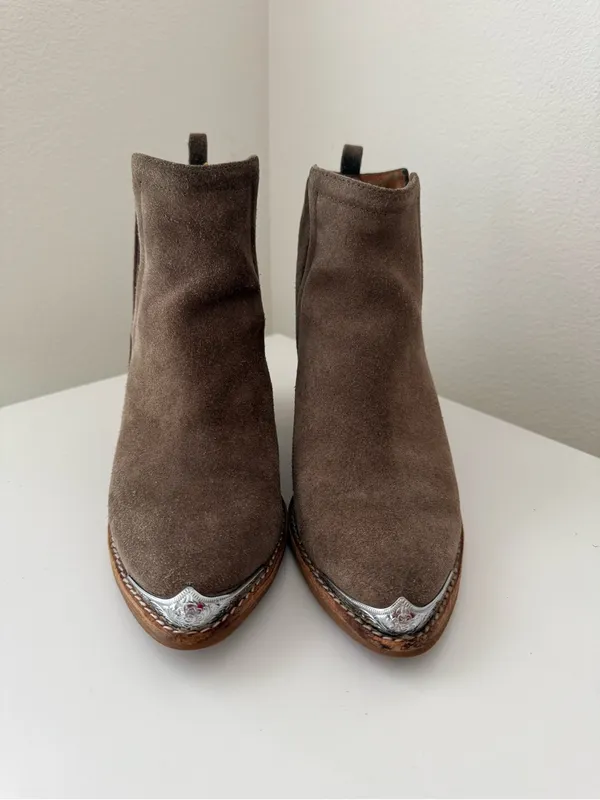 Jeffrey Campbell Cromwell Cut Out Western Taupe Brown Suede Ankle Boot 7.5 - Image 8