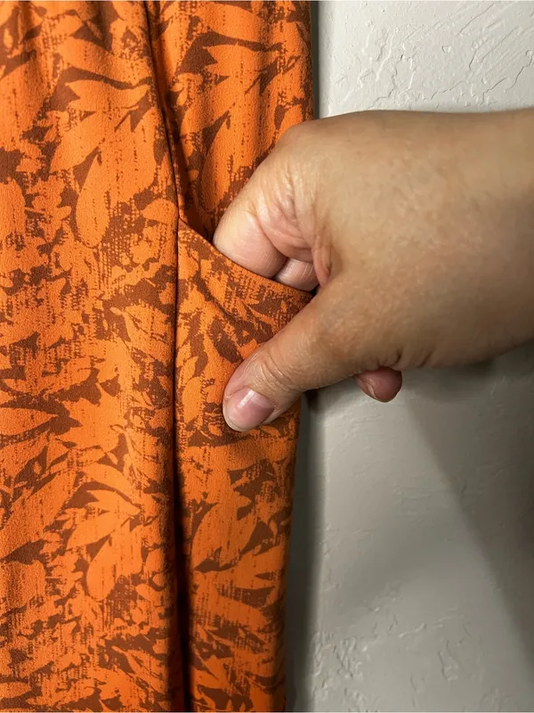 REI Co-Op Take Your Time Orange Brown Leaf So Soft 7/8 Pockets Athletic Leggings - Image 5