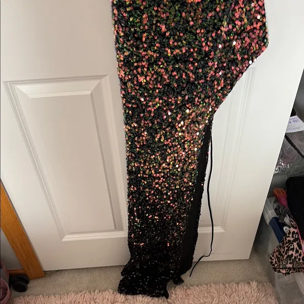 Black Sequin iridescent prom dress - Image 3