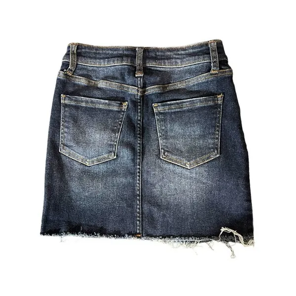 RSQ Collective Skirt Womens Size‎ 0 Blue Dark Wash Denim Mini Raw Hem - Image 4