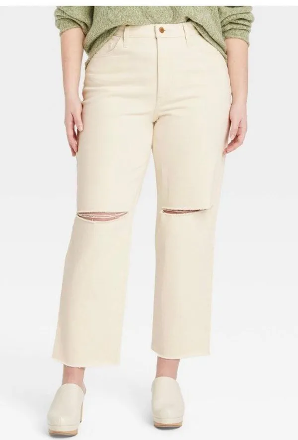 Universal Threads High Rise Off-White Vintage Straight Jeans - Image 6