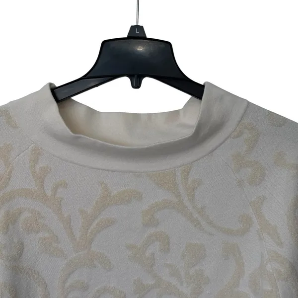 Anthropologie Nina Velvet‎ Sweater Ivory Scrolls Women's Size XL - Image 2