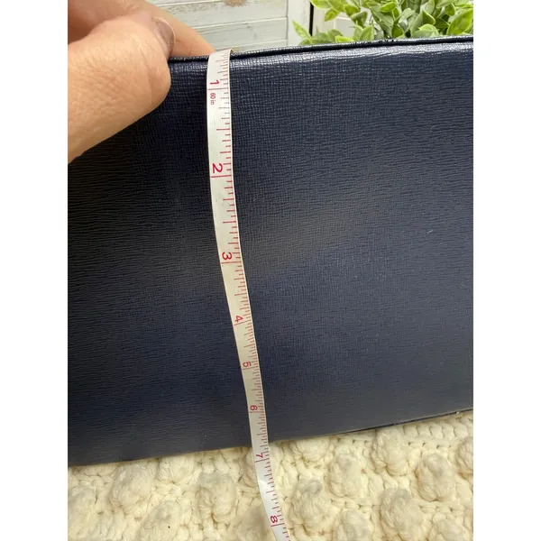 FIORE Women's Saffiano Leather Classic Dome Satchel Bag Made in Italy Navy - Image 14