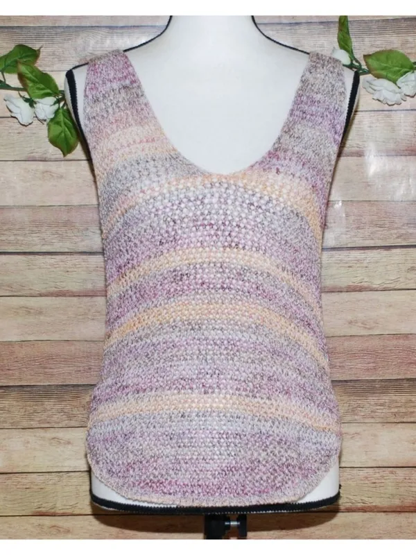 We The Free Crochet Tank Top Medium Purple Lavender Multicolor Open Back - Image 2