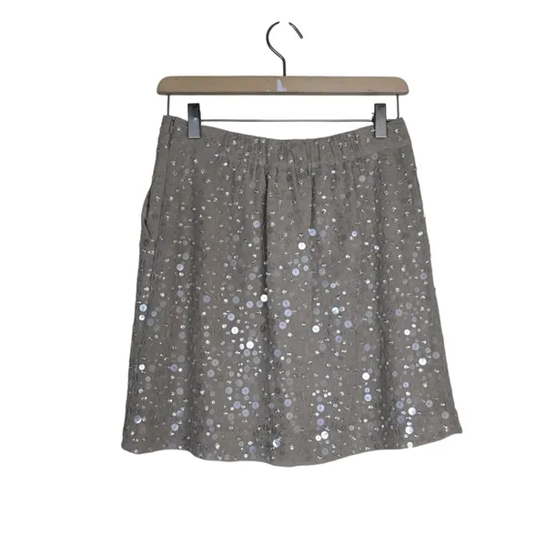 Ann Taylor Women's XS Drawstring Tie Sequin Lined Mini Skirt - Image 4