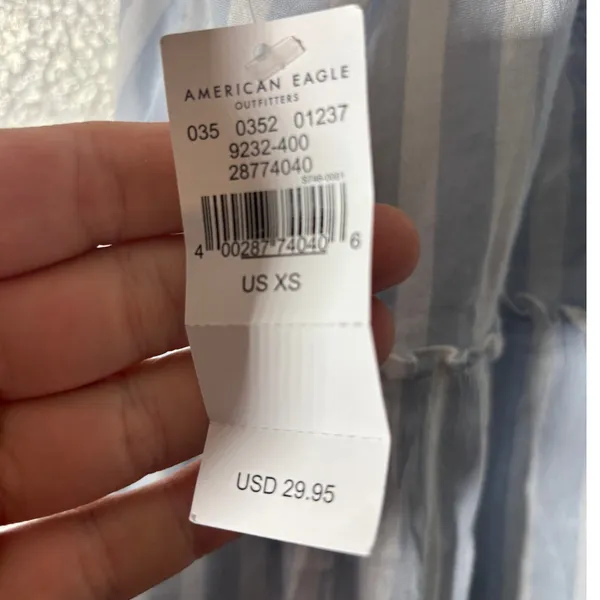 American Eagle Women's Cami Tank Size XS Blue White Strappy Faux Wrap Top NEW - Image 8
