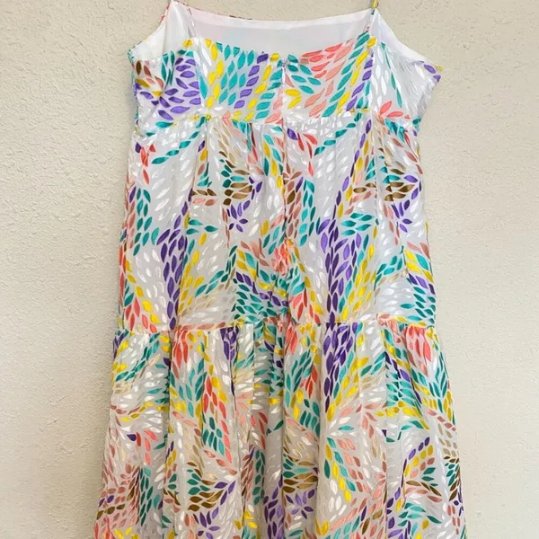 $255 C/MEO Collective Set Up‎ Multicolored Burn Out Midi cocktail Dress sz. 4 S - Image 12