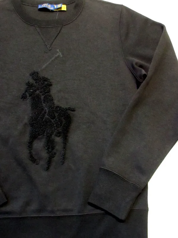 NWT Polo Ralph Lauren Women's Big Pony Sweatshirt in Black Tonal Pullover XS - Image 3