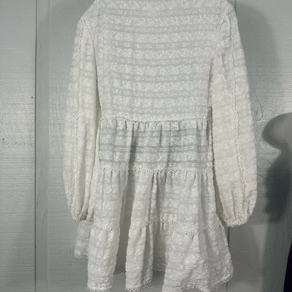 C/meo Collective Lie Awake Long Sleeve Ivory V Neck Dress Size Small EUC - Image 8