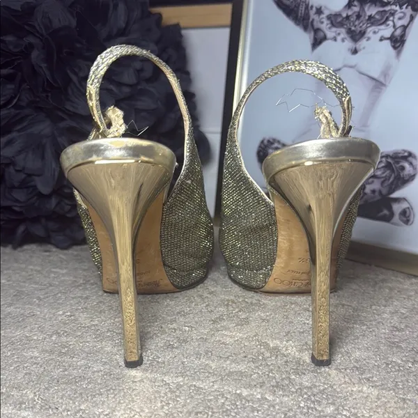 Jimmy Choo Gold Slingback Heels - Image 4